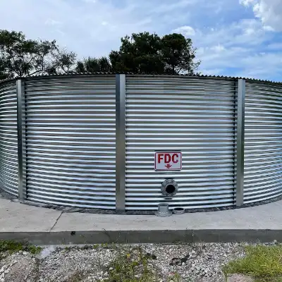 Corrugated steel water storage tanks