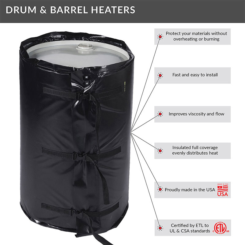 55 Gallon Drum Blanket Heater Insulated, FullWrap Ready to Ship Call